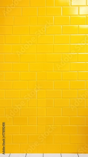 Yellow majorelle shiny clean metro brick wall background pattern with copy space for design blank 