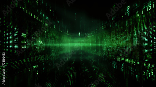 Matrix Code Style Digital Green Data Tunnel Visualization