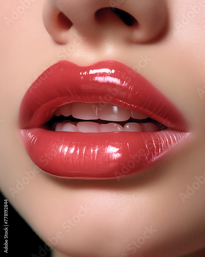 zoomed in photo of lips on a human face, fair skin