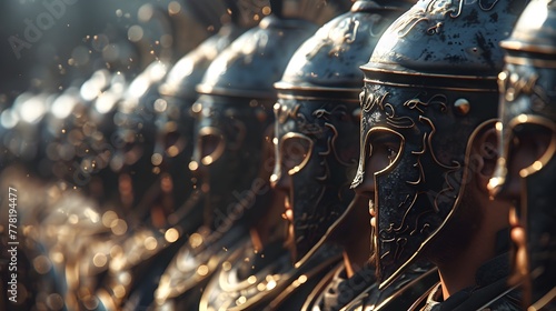 Stoic Sentinels of Tradition Armored Brotherhood Stands Resolute Sacrifice Forging Their Unwavering Spirits