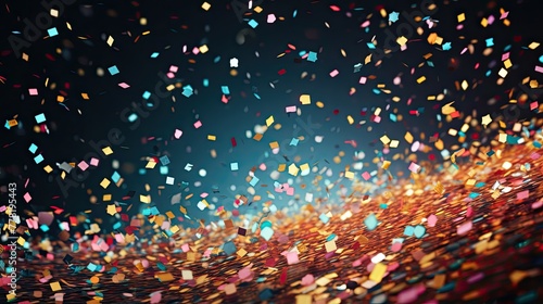 Wallpaper Mural Colored confetti flying on blue background Torontodigital.ca