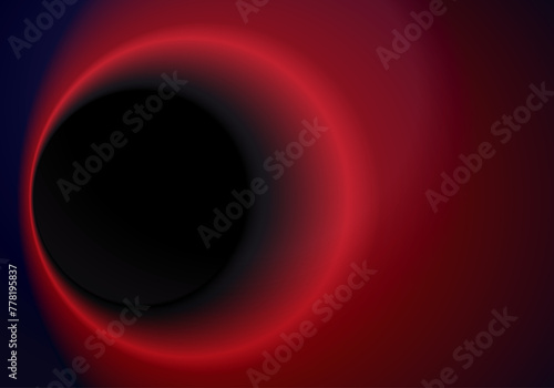 Anillo rojo degradado sobre fondo negro. Aro o círculo rojo