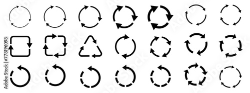 Recycle symbol collection. Set of recycle vector icons. Vector illustration