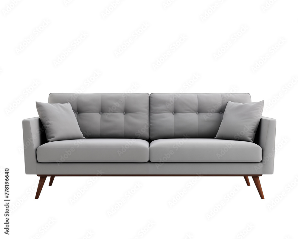 Elegant gray sofa isolated on white background 3D rendering Elegant gray sofa isolated on white background 3D rendering