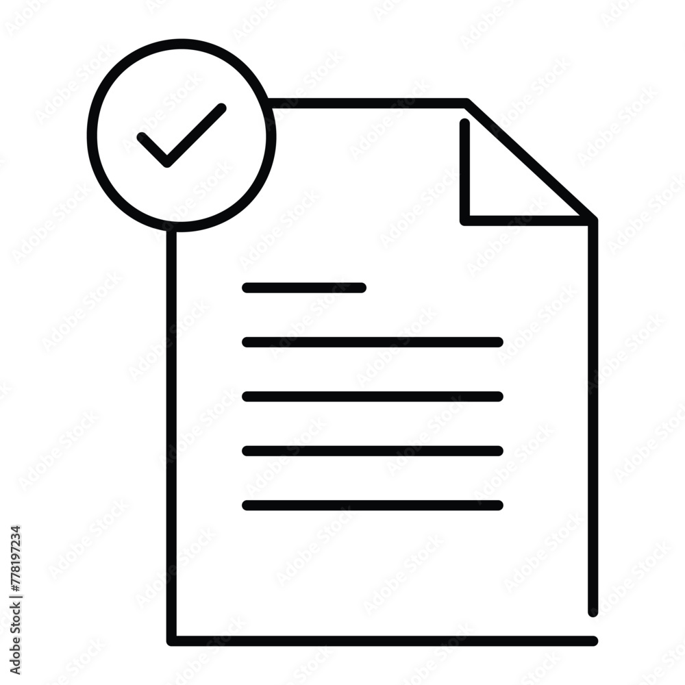 Certify document approval with checkmark symbols, indicating thorough review, compliance, and endorsement of content, ensuring reliability and trustworthiness.. Editbable Stroke Icon. Certify document approval with checkmark symbols, indicating thorough review, compliance, and endorsement of content, ensuring reliability and trustworthiness.. Editbable Stroke Icon.