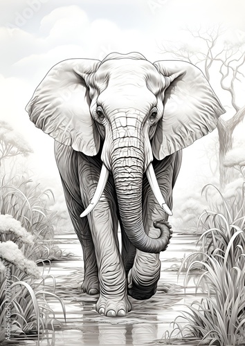 Elephant Coloring pages Generative AI