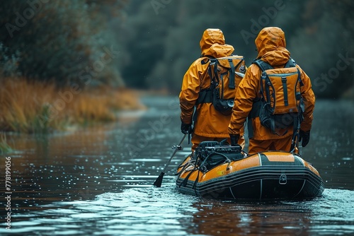 A rescue team utilizing sonar equipment to search for a missing person in a lake