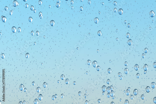 Water droplets condensation drops overlay refreshing blue background