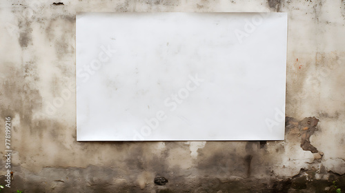 Blank white paper sheet on old breck wall background