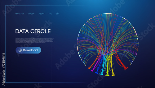 Data circle line flow and future technology. Data stream cloud network.