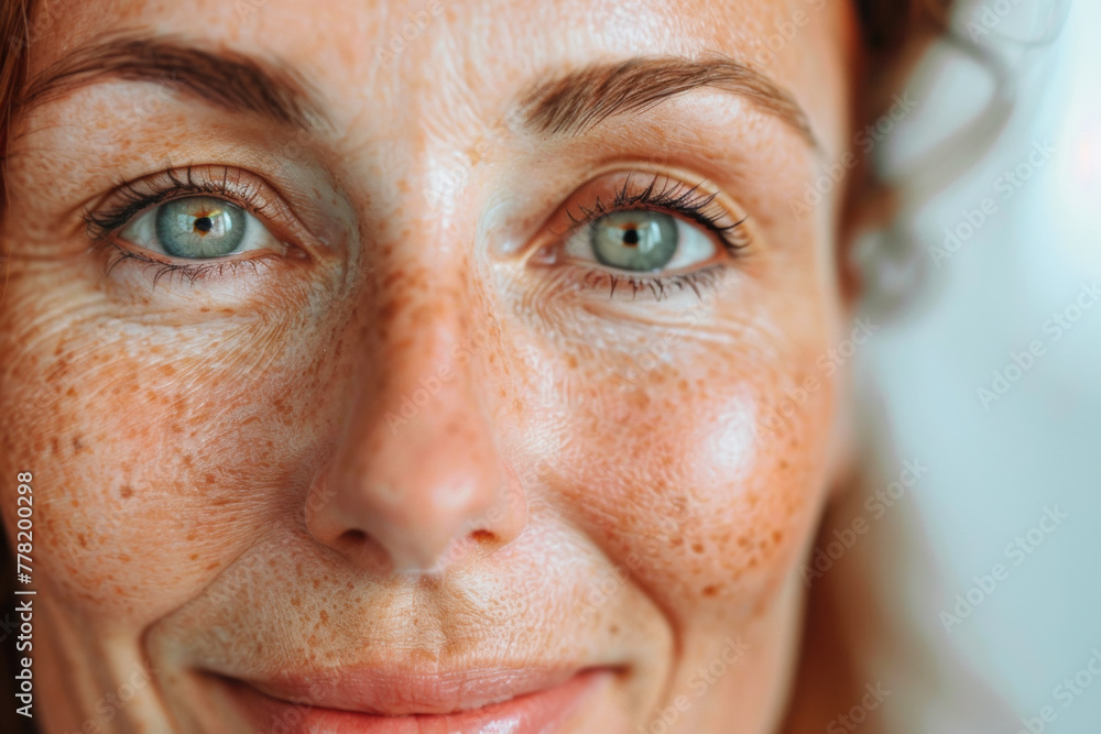 Fototapeta premium Radiant natural beauty: confident senior woman embracing diversity and joy, celebrating age positivity