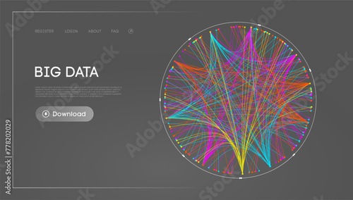Big Data Circle blockchain technology background. Neural network digital background