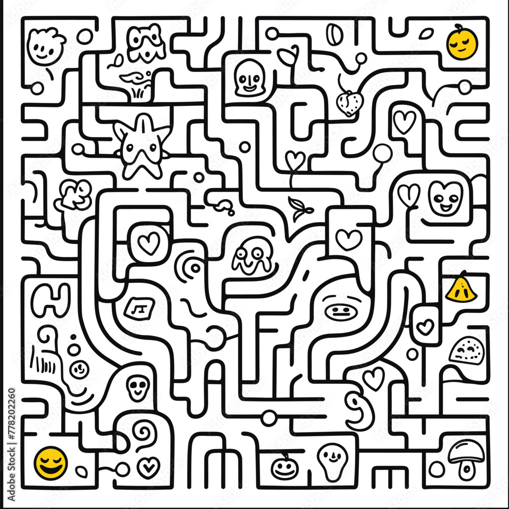 Maze Game For Kids , Coloring Pages Vector