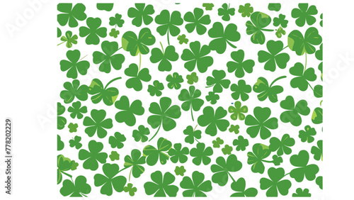 Patrick day background with vector four-leaf clover pattern background. Lucky fower-leafed green 