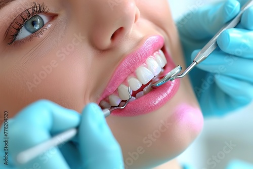 Dentist Performing Dental Exam Scene of a dentist conducting a dental examination  promoting oral health and preventive care