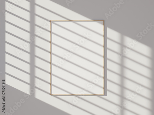 Minimal picture poster frame mockup on white wall
