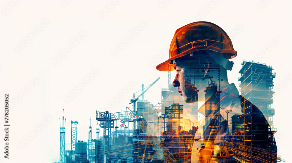 Edgy Construction Graphics illustration digital building construction engineering with double ...