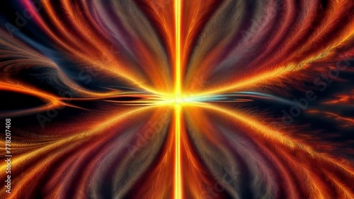 An orange and black abstract image featuring a cross made of light. An orange and black abstract image featuring a cross made of light. (ID: 778207408)