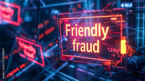 Friendly fraud scam, depicting a deceptive customer falsely disputing a legitimate credit card charge for a product they received, claiming it was never delivered or misrepresented.