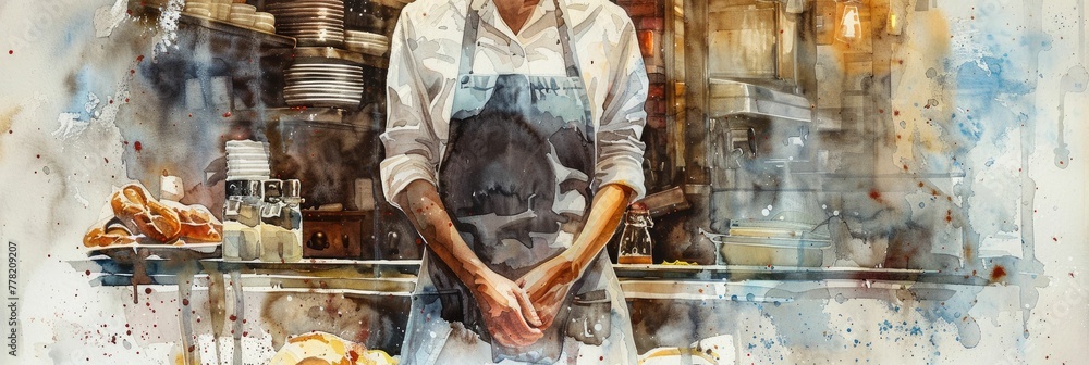 Watercolor Depiction of a Baker s Apron Hinting at the Artisanal Craftsmanship Behind the Scenes