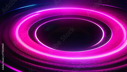 Dynamic Pink Neon Spirals: Mesmerizing Patterns on Black Background(Generative AI)