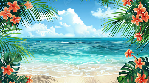 Beach party invitation clipart with tropical motifs