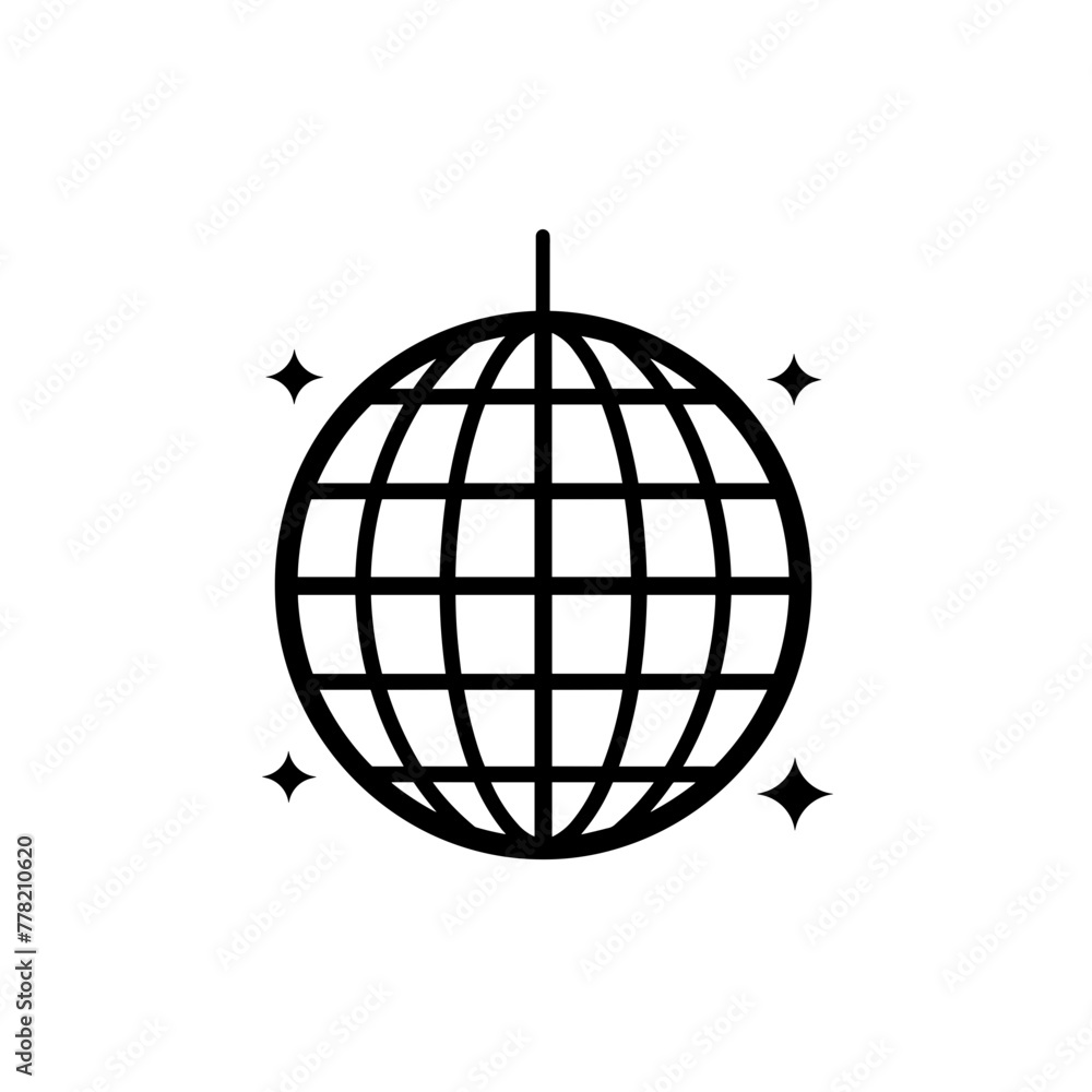 Simple disco ball isolated black icon. Simple disco ball isolated black icon.
