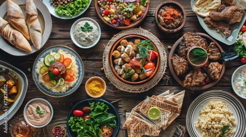 A traditional Middle Eastern lunch spread, perfect for Ramadan Iftar