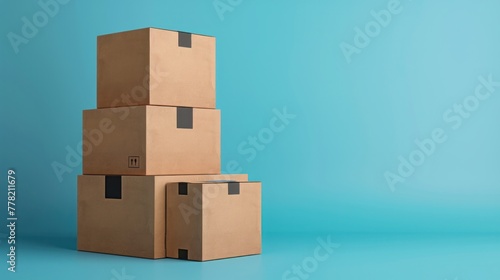 A neatly arranged stack of closed delivery boxes