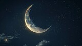A stunningly detailed image of a crescent moon set against the dark night sky