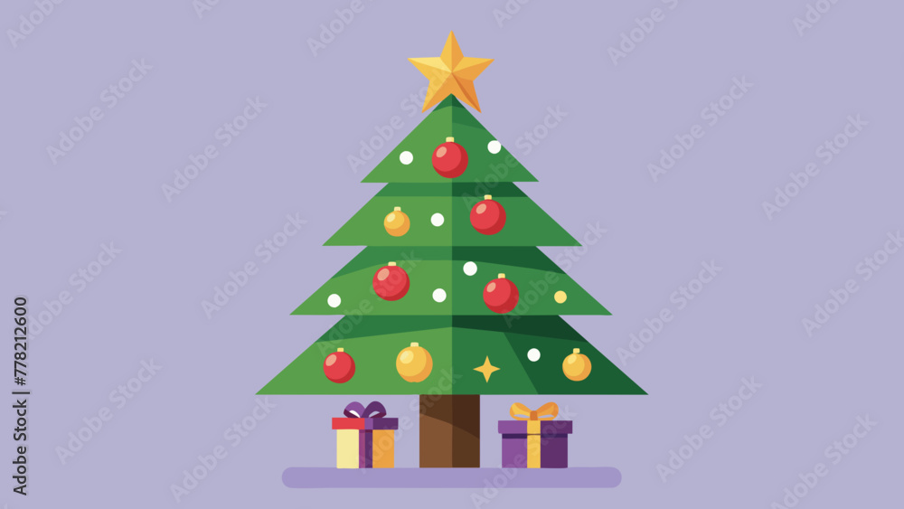 Obraz premium Christmas tree on a monotonous background. Vector image. 