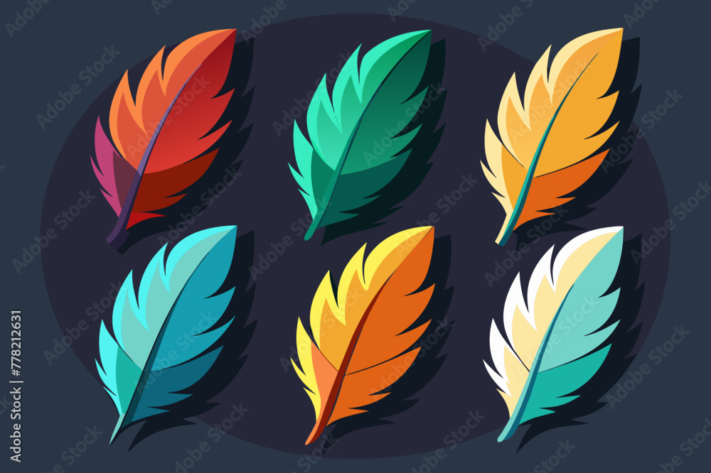 Obraz premium feather is multicolored, different shapes. . Vector image. 