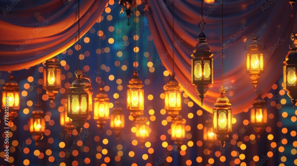 Realistically rendered vector of a Ramadan Kareem celebration Realistically rendered vector of a Ramadan Kareem celebration