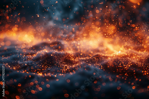 Blurry water and fire collision abstract glitter background wallpaper