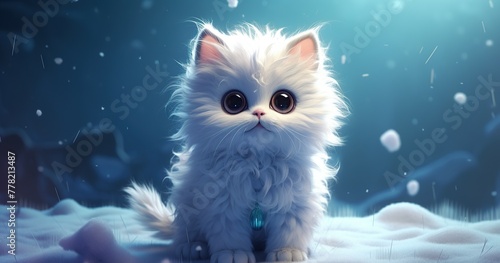 the abominable Whimsical, small but full-sized cute super tiny litte cute humanoid kitten with huge soulful eyes, oh my god it is so fluffy I am going to die!