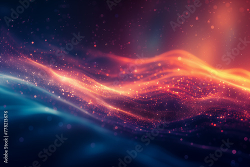 Blue and orange waves abstract glitter background wallpaper