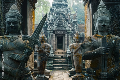 a group of statues standing next to each other