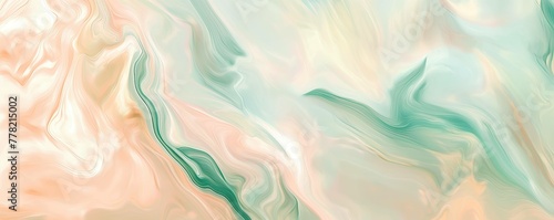 Elegant Abstract Fluid Art Backgrounds with Mint Green, Pale Peach and Ivory Tones