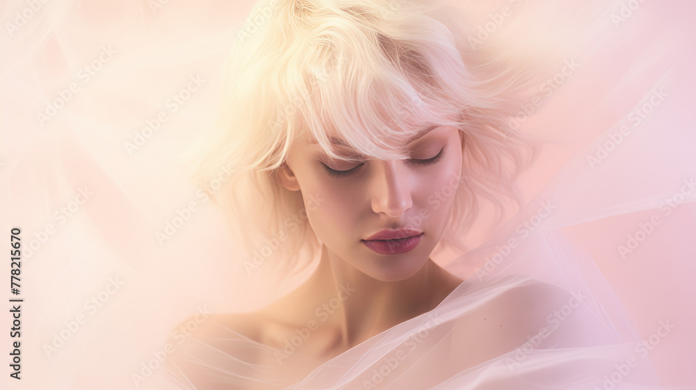 Ethereal portrait of a woman in delicate shades of white and magenta Ethereal portrait of a woman in delicate shades of white and magenta