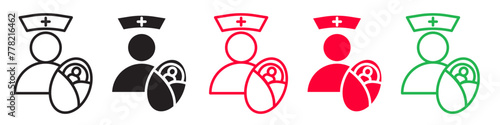 Child and Infant Care Icon Set for Neonatologist Health Services