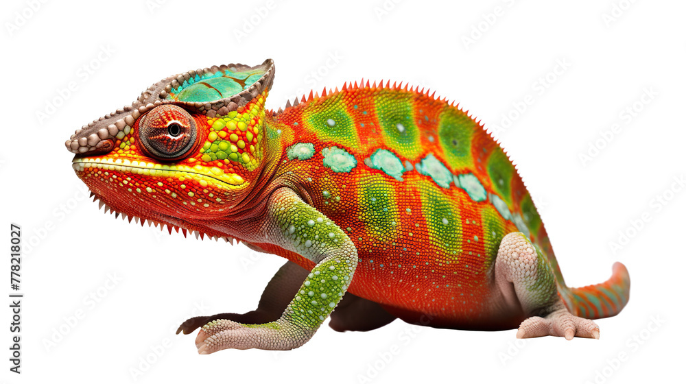 Obraz premium Vibrantly colored chameleon cut out
