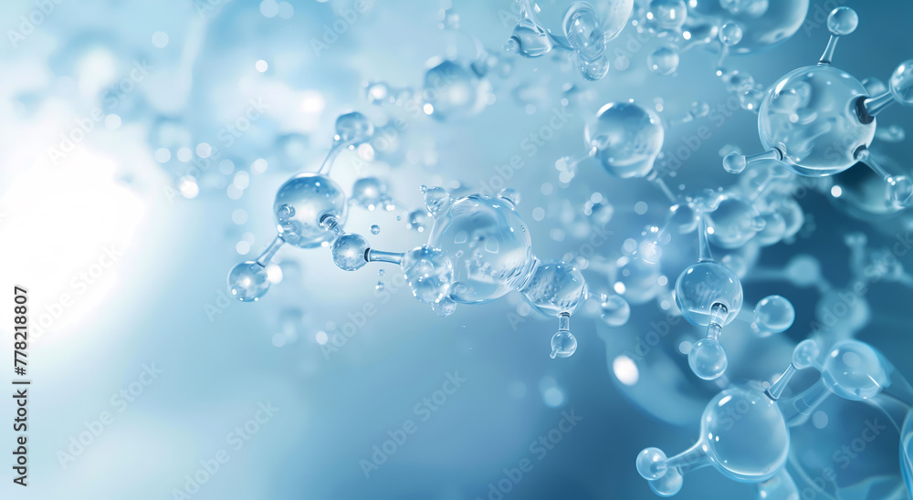 Macro close-up of water molecules emphasizing the essence of purity and science