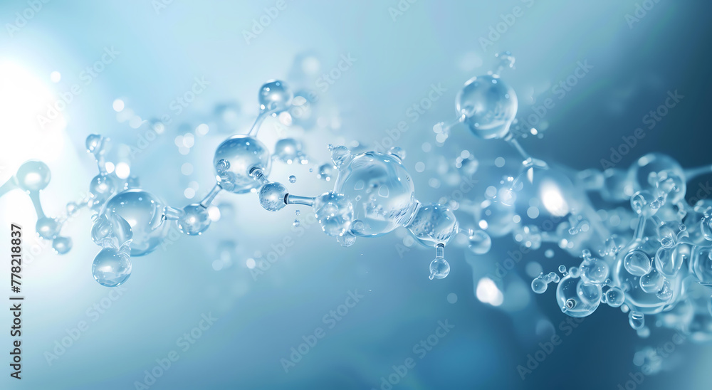 Close-up of water molecules captured in high detail and reflecting the intricate science of hydration - obrazy, fototapety, plakaty 