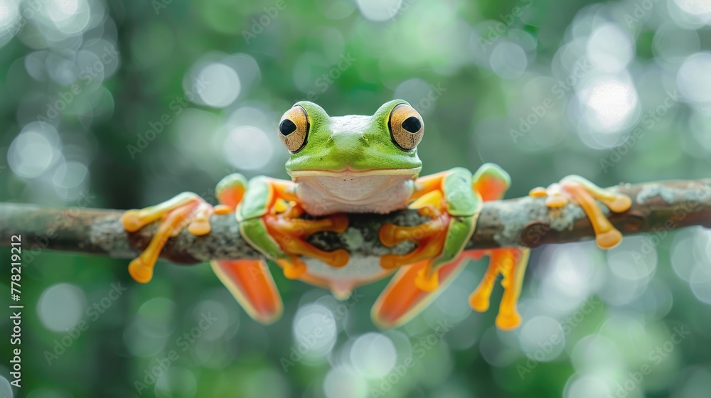 Naklejka premium a frog that is gliding to move somewhere.AI generated image