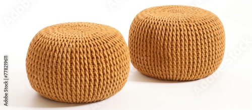 stylish wicker seating on a white background.AI generated image