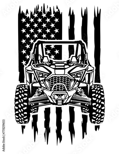 US ATV | All-terrain vehicle | Mud Ride | Off Road Vehicle | Extreme Sports | Dirty 4 Wheels | ATV Quad | ATV Rider | Original Illustration | Vector and Clipart | Cutfile and Stencil