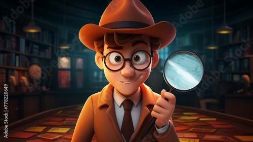 Young Detective Solving Mysteries in the Library