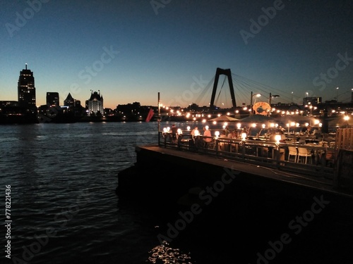 Beautiful sunset at a terrace in Rotterdam, Netherlands