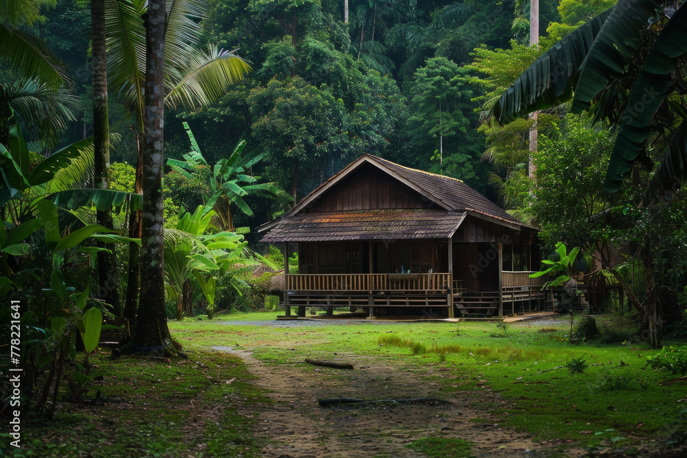 An isolated Malay traditional house
