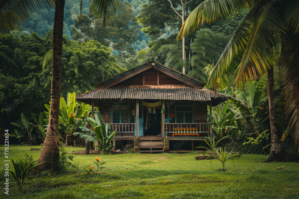 Fototapeta premium An isolated Malay traditional house